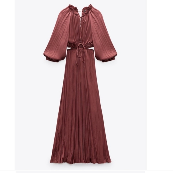 Zara * Satin Cut Out Maxi Dress - Picture 12 of 16